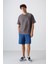 Koyu Gri Pamuklu Kalın Yüzeyi Dokulu Oversize Fit Basic Erkek T-Shirt - 88341 4