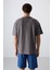 Koyu Gri Pamuklu Kalın Yüzeyi Dokulu Oversize Fit Basic Erkek T-Shirt - 88341 5