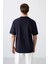 Lacivert Pamuklu Kalın Yumuşak Dokulu Oversize Fit Basic Erkek T-Shirt - 88349 5