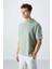 Açık Yeşil Pamuklu Kalın Yumuşak Dokulu Oversize Fit Basic Erkek T-Shirt - 88352 2