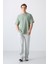 Açık Yeşil Pamuklu Kalın Yumuşak Dokulu Oversize Fit Baskılı Erkek T-Shirt - 88324 2