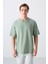 Açık Yeşil Pamuklu Kalın Yumuşak Dokulu Oversize Fit Baskılı Erkek T-Shirt - 88324 4