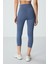 Petrol Yüksek Bel Slim Fit Dar Paça Kadın Kapri Tayt - 93097 5