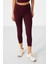Bordo Yüksek Bel Kapri-Crop T-Shirt Slim Fit Kadın Tayt Takım - 95285 4