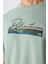 Açık Yeşil Pamuklu Kalın Yumuşak Dokulu Oversize Fit Baskılı Erkek T-Shirt - 88334 3