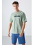 Açık Yeşil Pamuklu Kalın Yumuşak Dokulu Oversize Fit Baskılı Erkek T-Shirt - 88334 4