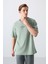 Açık Yeşil Pamuklu Kalın Yumuşak Dokulu Oversize Fit Baskılı Erkek T-Shirt - 88325 1