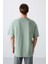 Açık Yeşil Pamuklu Kalın Yumuşak Dokulu Oversize Fit Baskılı Erkek T-Shirt - 88325 5