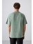 Açık Yeşil Pamuklu Kalın Yumuşak Dokulu Oversize Fit Baskılı Erkek T-Shirt - 88331 5