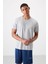 Gri Polyester Nefes Alan Dokulu İnce Esnek Standart Fit Erkek Performans T-Shirt - 88391 4