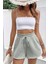 Kadın Cotton Müslin Tatil Ev Içi/dışı Kullanım Cepsiz Beli Bağcıklı Şort 1