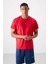 Kırmızı Polyester Nefes Alan Dokulu İnce Esnek Standart Fit Erkek Performans T-Shirt - 88391 1