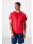 Kırmızı Polyester Nefes Alan Dokulu İnce Esnek Standart Fit Erkek Performans T-Shirt - 88391 4