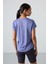 Eflatun Polyester Nefes Alan Dokulu İnce Esnek Standart Fit Performans Kadın T-Shirt - 97283 5