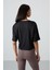Siyah Polyester Nefes Alan Dokulu İnce Esnek Oversize Fit Performans Kadın T-Shirt - 97284 4