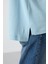 Açık Mavi Penye Modal Yumuşak Tuşeli Oversize Fit Basic Kadın T-Shirt- 97285 5