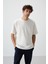 Ekru - Lacivert Pamuklu Kalın Yumuşak Dokulu Oversize Fit Basic Erkek Eşofman Takım - 85251 4