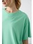 Su Yeşili Penye Modal Yumuşak Tuşeli Oversize Fit Basic Kadın T-Shirt- 97285 3