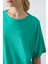 Deniz Yeşili Penye Modal Yumuşak Tuşeli Oversize Fit Basic Kadın T-Shirt- 97285 4