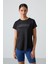 Siyah Polyester Nefes Alan Dokulu İnce Esnek Standart Fit Performans Kadın T-Shirt - 97283 1