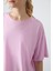 Pembe Penye Modal Yumuşak Tuşeli Oversize Fit Basic Kadın T-Shirt- 97285 3