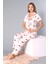 Boydan Düğmeli Kısa Kollu Gömlek Pijama Takımı - Yazlık Kalp Desenli Yumuşak Milan Kumaş - Poppy 58-06 5