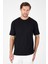 Siyah Bisiklet Yaka Kısa Kol Slim Fit Pamuklu Tişört 1011250191 1