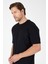 Siyah Bisiklet Yaka Kısa Kol Slim Fit Pamuklu Tişört 1011250191 2