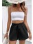 Kadın Cotton Müslin Tatil Ev Içi/dışı Kullanım Cepsiz Beli Bağcıklı Şort 1