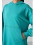 Deniz Yeşili Balon Kol Yazı Nakışlı Kadın Oversize Tunik Sweatshirt - 97163 3