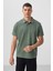 Açık Yeşil Basic Göğüs Logolu Standart Kalıp Triko Polo Yaka Erkek T-Shirt - 87768 4