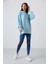 Açık Mavi Balon Kol Yazı Nakışlı Kadın Oversize Tunik Sweatshirt - 97163 2
