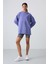 Eflatun Balon Kol Yazı Nakışlı Kadın Oversize Tunik Sweatshirt - 97163 2
