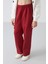 Koyu Kırmızı Kargo Cepli Ön Dikiş Detaylı Geniş Paça Kız Çocuk Eşofman Altı - 75143 2