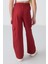 Koyu Kırmızı Kargo Cepli Ön Dikiş Detaylı Geniş Paça Kız Çocuk Eşofman Altı - 75143 5