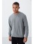 Gri Melanj Kompakt Pamuklu Kalın Pürüzsüz Dokulu O Yaka Standart Fit Erkek Sweatshirt -88405 1