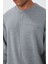 Gri Melanj Kompakt Pamuklu Kalın Pürüzsüz Dokulu O Yaka Standart Fit Erkek Sweatshirt -88405 2