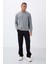 Gri Melanj Kompakt Pamuklu Kalın Pürüzsüz Dokulu O Yaka Standart Fit Erkek Sweatshirt -88405 3