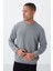 Gri Melanj Kompakt Pamuklu Kalın Pürüzsüz Dokulu O Yaka Standart Fit Erkek Sweatshirt -88405 4
