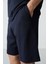 Lacivert Pamuklu Kalın Yumuşak Dokulu Comfort Fit Basic Erkek Şort Takım - 85257 4