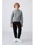 Gri Melanj Pamuklu Kalın İçi Tüylü Yumuşak Dokulu Standart Fit Nakışlı Erkek Çocuk Sweatshirt - 11232 2