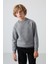 Gri Melanj Pamuklu Kalın İçi Tüylü Yumuşak Dokulu Standart Fit Nakışlı Erkek Çocuk Sweatshirt - 11232 4