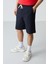 Fiesta Lacivert Pamuklu Kalın Yumuşak Dokulu Oversize Fit Basic Erkek Şort Takım - 85257 3