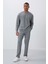 Gri Melanj Kompakt Pamuklu Kalın Pürüzsüz Dokulu O Yaka Comfort Fit Erkek Eşofman Takım -85263 1