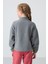Gri Melanj Kalın Yumuşak Dokulu Standart Fit Nakışlı Polar Kız Çocuk Sweatshirt - 75157 5