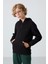Siyah Pamuklu Kalın İçi Tüylü Yumuşak Dokulu Standart Fit Nakışlı Erkek Çocuk Sweatshirt - 11244 1