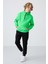 Neon Yeşil Pamuklu Kalın İçi Tüylü Yumuşak Dokulu Standart Fit Nakışlı Erkek Çocuk Sweatshirt - 11244 2