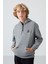 Gri Melanj Pamuklu Kalın İçi Tüylü Standart Fit Nakışlı Erkek Çocuk Sweatshirt - 11244 4