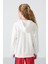 Ekru Pamuklu Içi Tüylü Yumuşak Dokulu Standart Fit Nakışlı Kız Çocuk sweatshirt - 75149 5