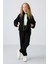 Siyah Kalın Yumuşak Dokulu Standart Fit Nakışlı Polar Kız Çocuk Sweatshirt - 75157 3